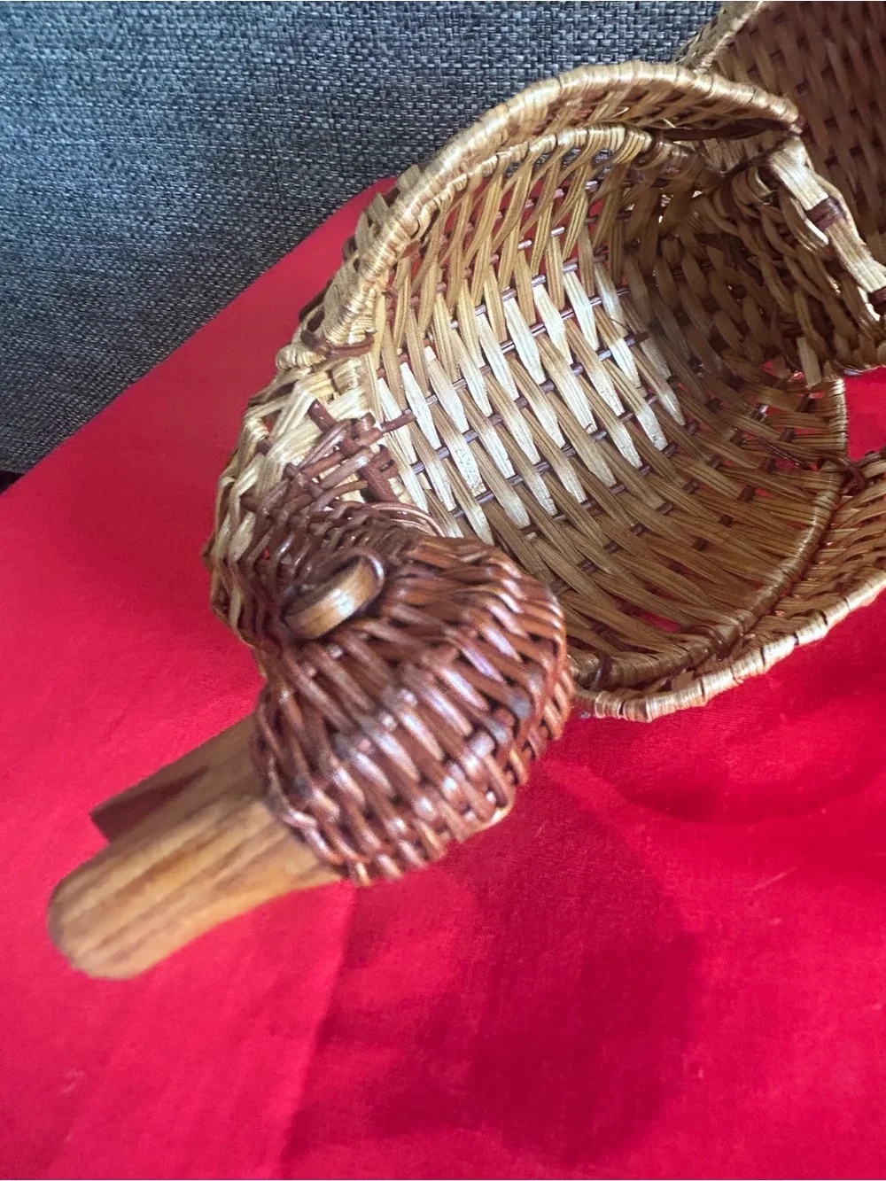 Handwoven Natural Brown Rattan Duck Accent Baskets - Set of 2